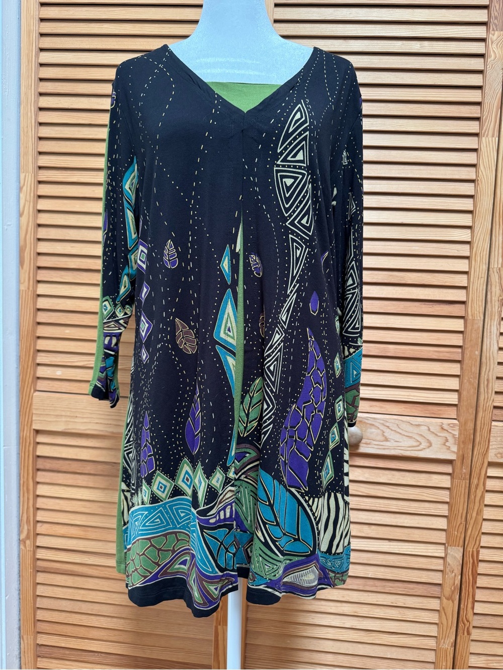 Parsley & Sage Abstract Mixed Media Layered Dress Size Large Lagenlook Artsy